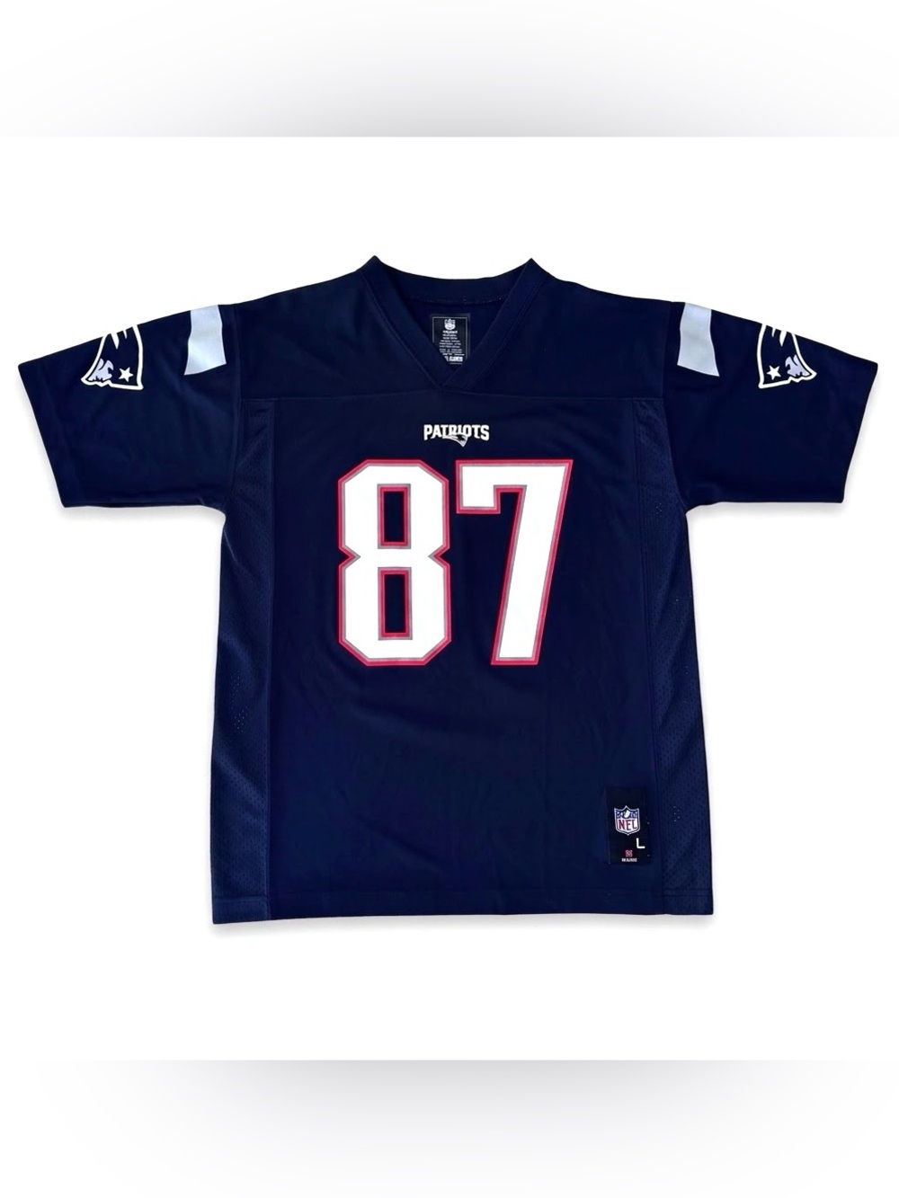 YOUTH LARGE NEW ENGLAND PATRIOTS GRONKOWSKI #87 FOOTBALL JERSEY 14/16 (ADULT S)